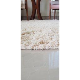 Tapete Algodão P Sala Quarto Redondo 1,0Mx1,0M-Cru Pelo Alto - 4