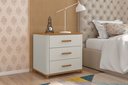 Ver imagem 1 de Mesa de Cabeceira 3 Gavetas Mini Cômoda Maitê Nature com Off White - Potenza