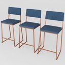 Ver imagem 2 de Kit 3 Banquetas Alta Balcão Estofada com Encosto Rose Gold Linho Dubai