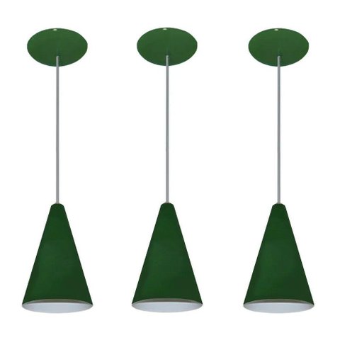 Lustre Pendente Balcão Cozinha Verde 03 Un