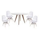 Ver imagem 1 de Conjunto Mesa Square Redonda Branco 88 com 4 Cadeiras Eiffel Botonê Branco