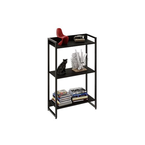 Estante Multiuso Para Escritório Industrial 03 Prateleiras Areta 104x60cm C01 Onix - Lyam Decor