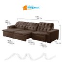 Ver imagem 3 de Sofá Retrátil Reclinável 6 Lugares 320cm com Pillow Veludo Marrom Alasca Megasul
