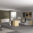 Ver imagem 2 de Mesa Escritório Presidente e Balcão 2 Portas 3 Gavetas Corp A06 Carvalho/branco - Mpozenato