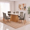 Ver imagem 1 de Conjunto Sala de Jantar Mesa Dora 160cm Tampo MDF e Vidro Canto Reto 6 Cadeiras Flavia