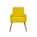 Ver imagem 2 de Poltrona Cadeira Decorativa c/ Costas Vazadas Camila Pés Palito Suede Amarelo - LM DECOR