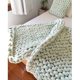 Manta Peseira de Maxi Tricot Queen 0,70x2,20m, Cor Verde Claro - Magma Cotton - 2