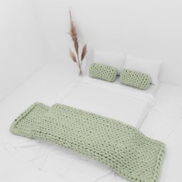 Manta Peseira de Maxi Tricot Queen 0,70x2,20m, Cor Verde Claro - Magma Cotton - 3