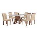 Ver imagem 1 de Mesa Kyra 170CMX90CM 6 Cadeiras Arizona Tampo Smart Plus Vidro Off White