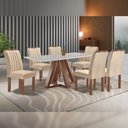 Ver imagem 4 de Mesa Kyra 170CMX90CM 6 Cadeiras Arizona Tampo Smart Plus Vidro Off White