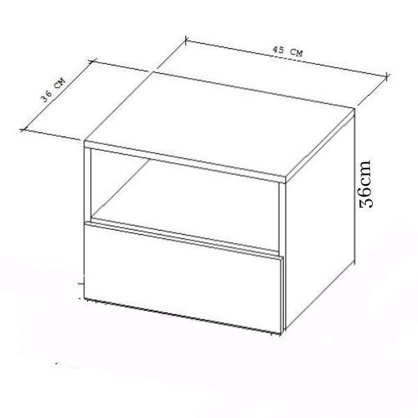 Mesa de Cabeceira Áquila Suspensa Branca 1 Gaveta Inferior 100% MDF - Móveis LeBlanc - 3