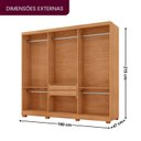 Ver imagem 3 de Guarda-Roupa Casal 100% MDF 3 Portas de Correr 2 Gavetas e com Pés Chile Off White/Marromle