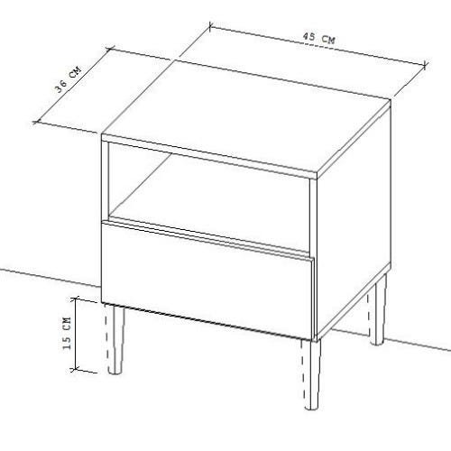 Mesa de Cabeceira Áquila Retrô Branca hairpin legs e Gaveta Inferior 100% MDF - Móveis LeBlanc - 5