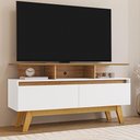 Ver imagem 2 de Rack Bancada Tv 50 Pol 120 Cm Rubi Cinamomo Branco Bechara