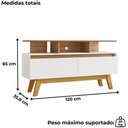 Ver imagem 3 de Rack Bancada Tv 50 Pol 120 Cm Rubi Cinamomo Branco Bechara