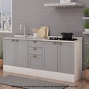 Ver imagem 3 de Balcão de Cozinha Iluminata 4 Portas 3 Gavetas 100% Mdf Branco/fendi - Genialflex