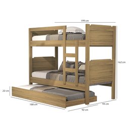 Beliche C/ Escada e Cama Auxiliar com 3 Colchões Kit Incluso:beliche/amêndoa - 4