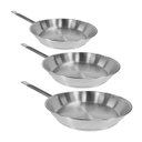Ver imagem 1 de Kit Jogo Conjunto Frigideiras em Aço Inox Chapa 2mm Fritura Duralar 80331001e80331201e80331401jam