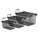 Ver imagem 3 de Kit 3 Caixas Plásticas Organizadoras 50l, 35l, 27l Cinza