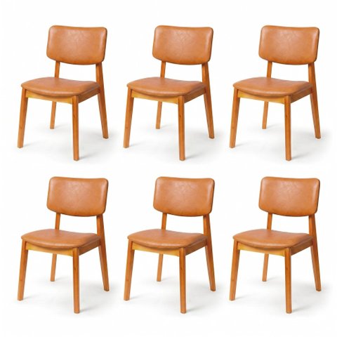Kit 6 Cadeira de Jantar Madeira Maciça Manuela Estofada Premium Ergonomica Confortável Di Franco