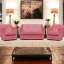 Ver imagem 1 de Kit Namoradeira + 4 Poltronas Decorativas para Sala Mila Suede Cores Pé de Plastico Cromado