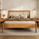 Ver imagem 2 de Cama Queen Madeira 158x198 Cabeceira Palito em X Mel Moderna Estrado Lice Idimex