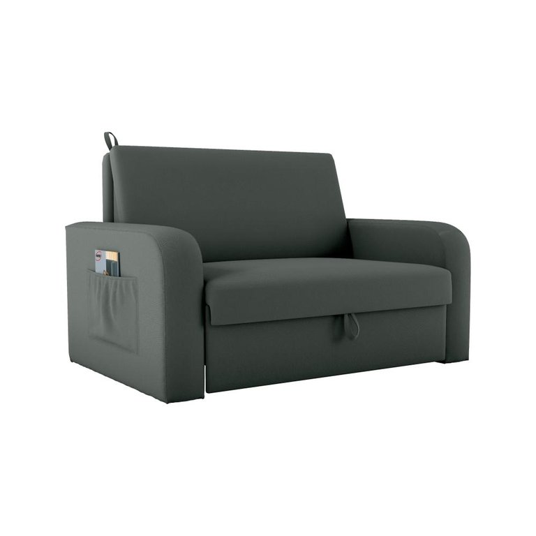 Sofá Cama Daiane 2 Lugares com Baú Veludo Maserati Cinza Matrix Sofá Cama Daiane 2 Lugares com Baú Veludo Maserati Cinza Matrix