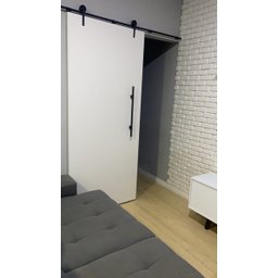 Kit Porta Celeiro Rustico Tubular Preto Roldana Aparente 2M - 3