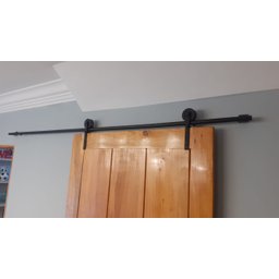 Kit Porta Celeiro Rustico Tubular Preto Roldana Aparente 2M - 2