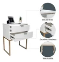Ver imagem 4 de Kit 2 Mesas Cabeceira Industrial 40cm Branco Eco 2 Gavetas Base Metal Dourado Lateral Cama - Montada