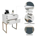 Ver imagem 4 de Kit 2 Mesas Cabeceira Industrial 40cm Branco Eco 2 Gavetas Base Metal Dourado Lateral Cama - Montada