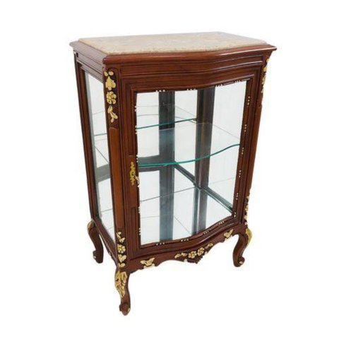 Cristaleira Luiz Xv Imbuia Espelhado Detalhes Dourado