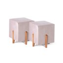 Ver imagem 1 de Kit 02 Puffs Decorativo Quadrado em Suede Cor Bege