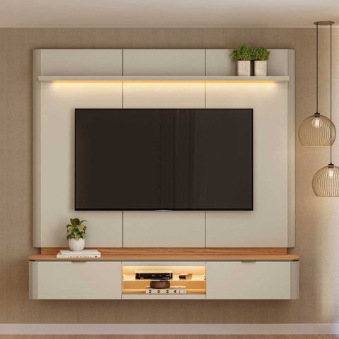 Rack Tv 70 Pol. Suspenso 180cm Painel 2 Portas Ferara Canela