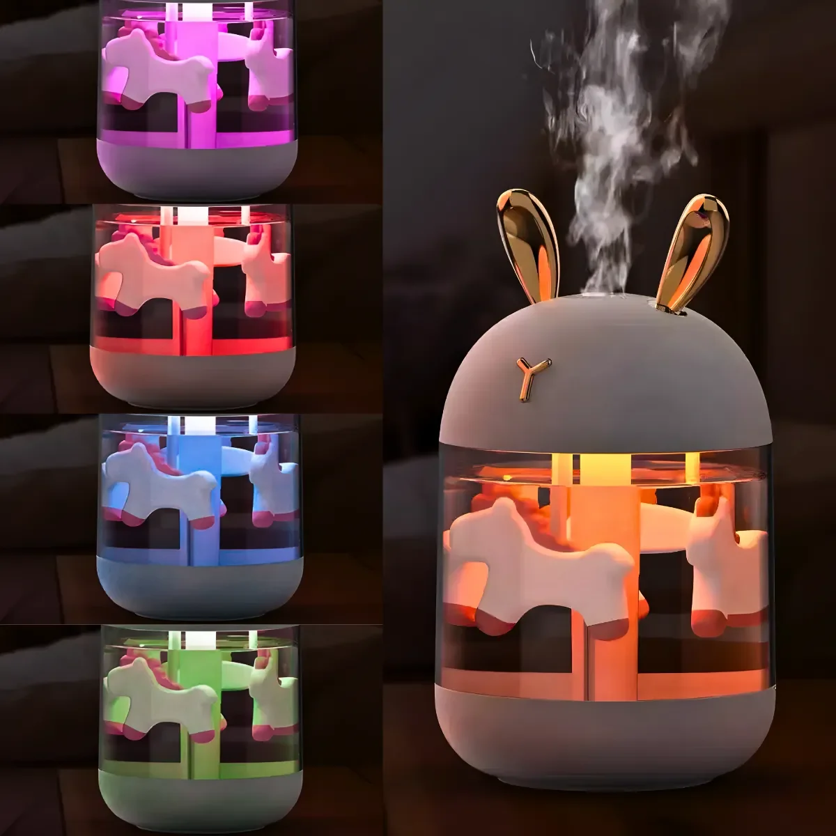 Umidificador Encantador Carrossel Luz Suave Led (rosa) - 7