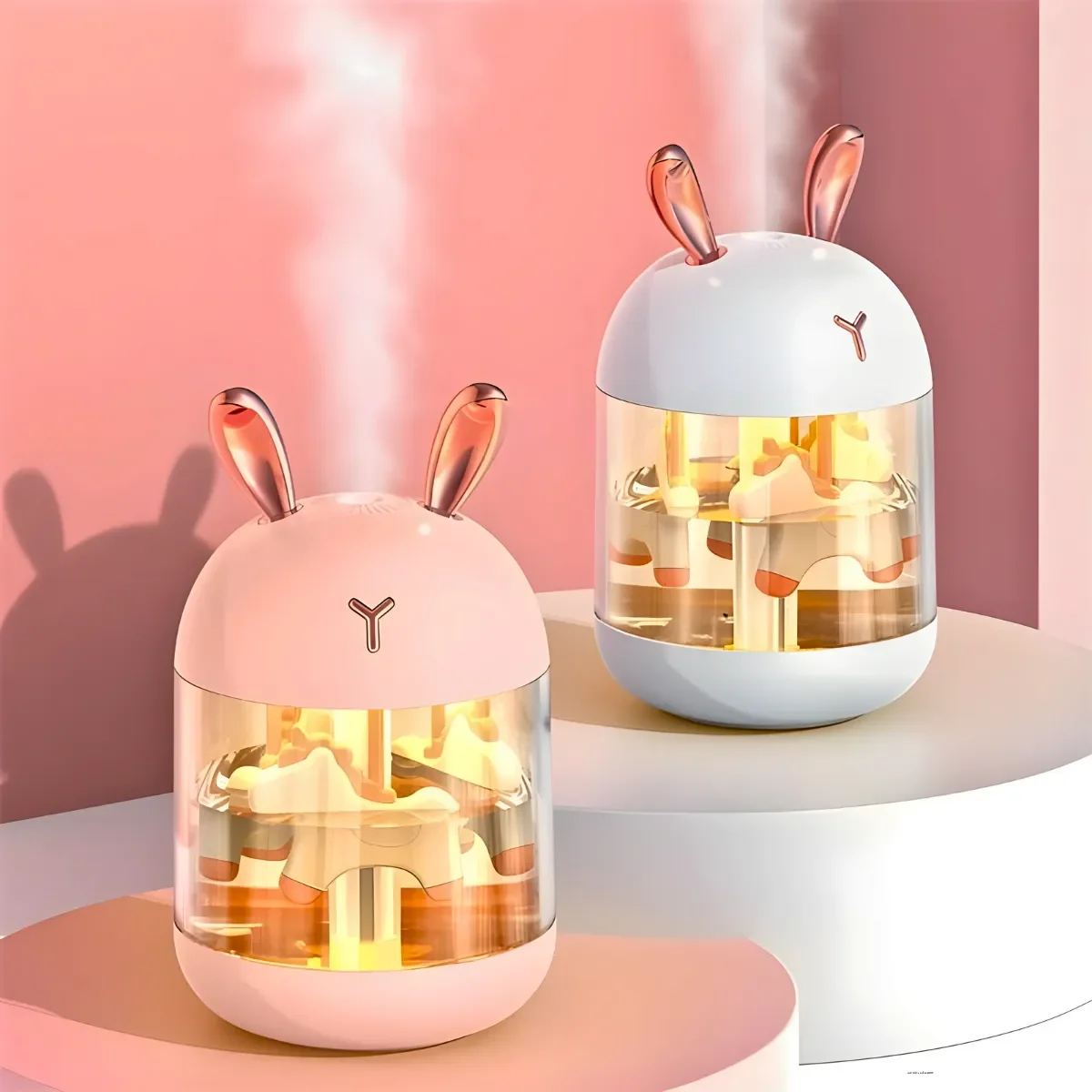 Umidificador Encantador Carrossel Luz Suave Led (rosa) - 4
