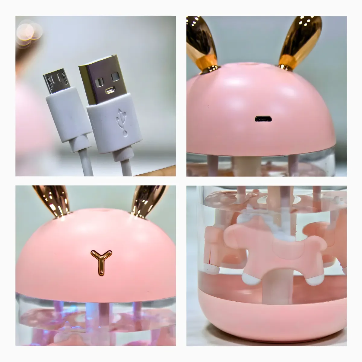 Umidificador Encantador Carrossel Luz Suave Led (rosa) - 5