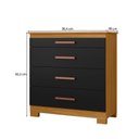 Ver imagem 3 de Cômoda para Quarto 4 Gavetas 90,4cm com Organizador de Jóias Dakota Preto/Carvalho Americano/Tx