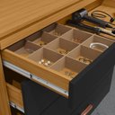 Ver imagem 5 de Cômoda para Quarto 4 Gavetas 90,4cm com Organizador de Jóias Dakota Preto/Carvalho Americano/Tx