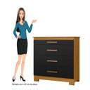 Ver imagem 4 de Cômoda para Quarto 4 Gavetas 90,4cm com Organizador de Jóias Dakota Preto/Carvalho Americano/Tx