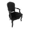 Poltrona Cadeira Luiz Xv Tecido Nobre Preto Madeira Alta Decoração - 1
