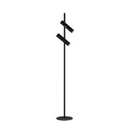 Luminária Chão Moderna Coluna Metálica Slim para 2 Mini Dicroicas Direcionáveis 1,40m Preta - 1