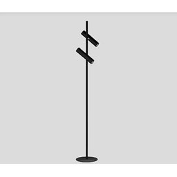 Luminária Chão Moderna Coluna Metálica Slim para 2 Mini Dicroicas Direcionáveis 1,40m Preta - 3