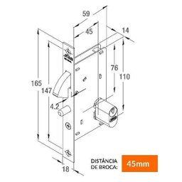 Fechadura Stam 950 (G) Correr Externa RQ1 Quadrada Inox - 4