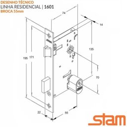 Fechadura Stam 1601/08 Fixa 1 Lado Espelho Cromado Externa - 2