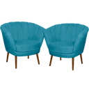 Ver imagem 1 de Kit 02 Poltrona Pétala Flor Decorativa Suede Azul Claro