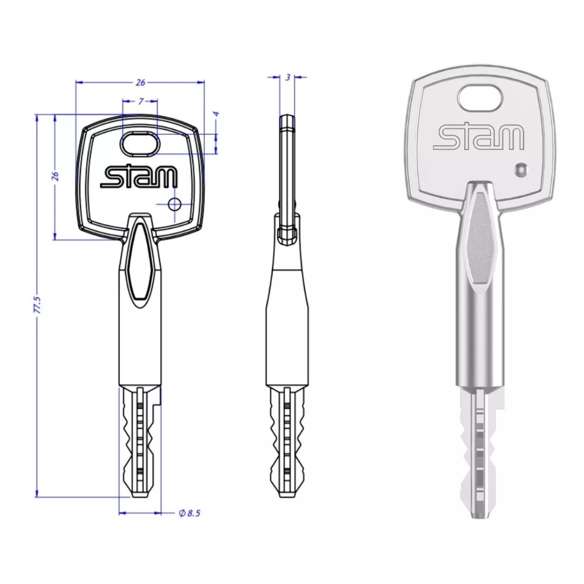 Fechadura Stam Porta Pivotante Rolete 800 Tetra Chave Roseta Quadrada Antique Broca 40mm - 2