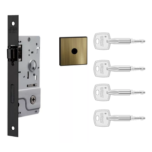 Fechadura Stam Porta Pivotante Rolete 800 Tetra Chave Roseta Quadrada Antique Broca 40mm