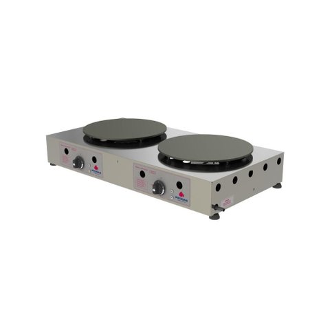 Chapa Crepe Francês Esmaltada 2 Redondas a Gás Aço Inox Cozinha Versátil Progás