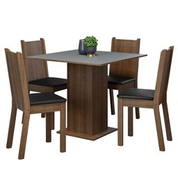 Conjunto Sala de Jantar Mesa Tampo de Madeira 4 Cadeiras Rustic/cinza/preto Samara Madesa - 2